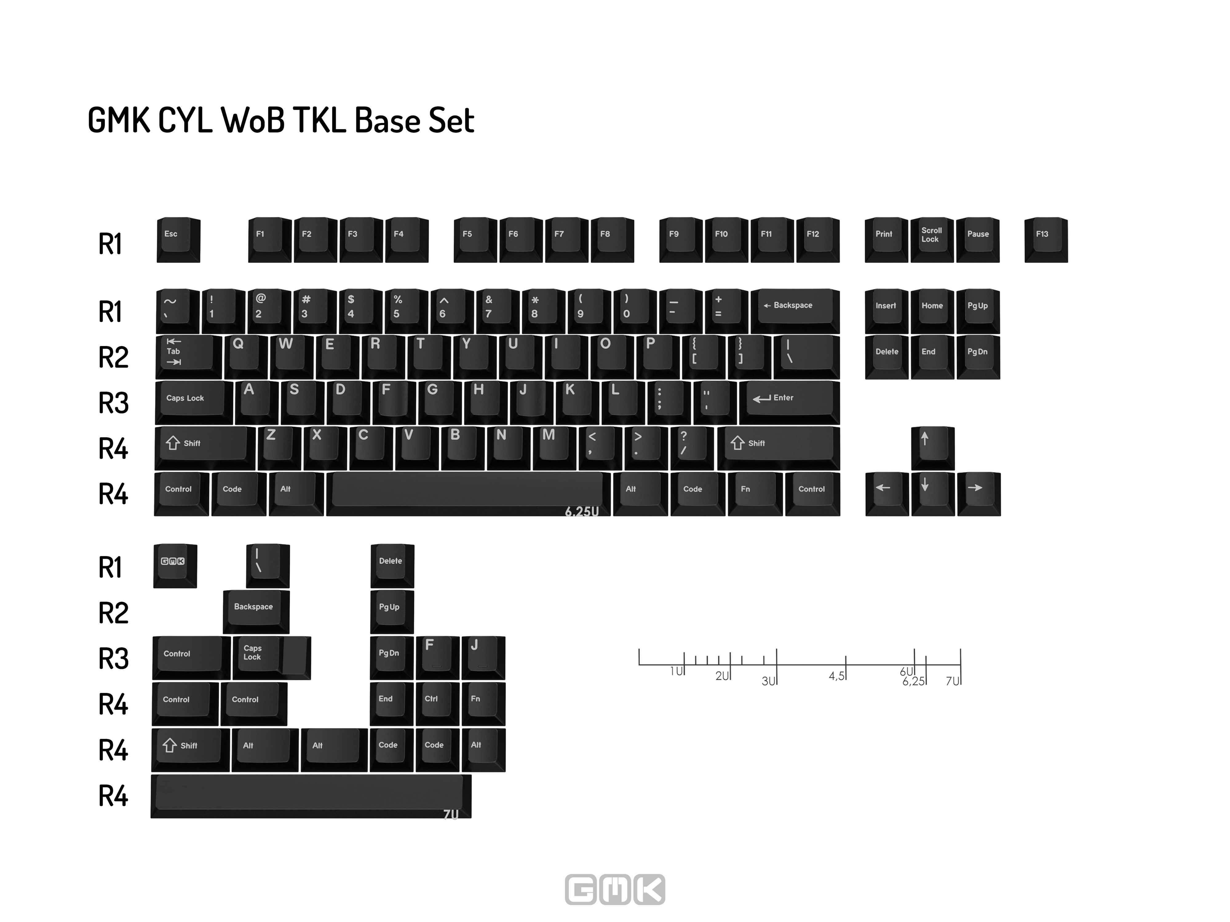 キーボード GMK WoB GMK CYL WoB | Classic White on Black Keycap Set